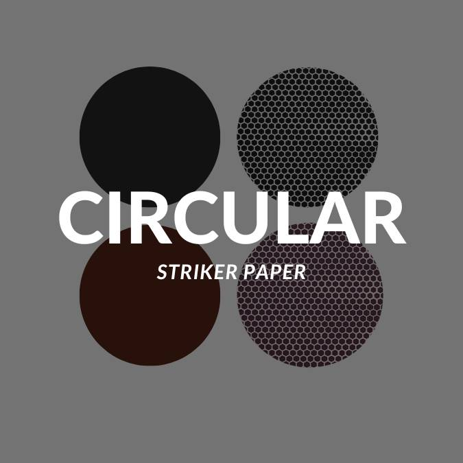 Black circular striker paper, brown circular striker paper, dotted brown and dotted black striker paper