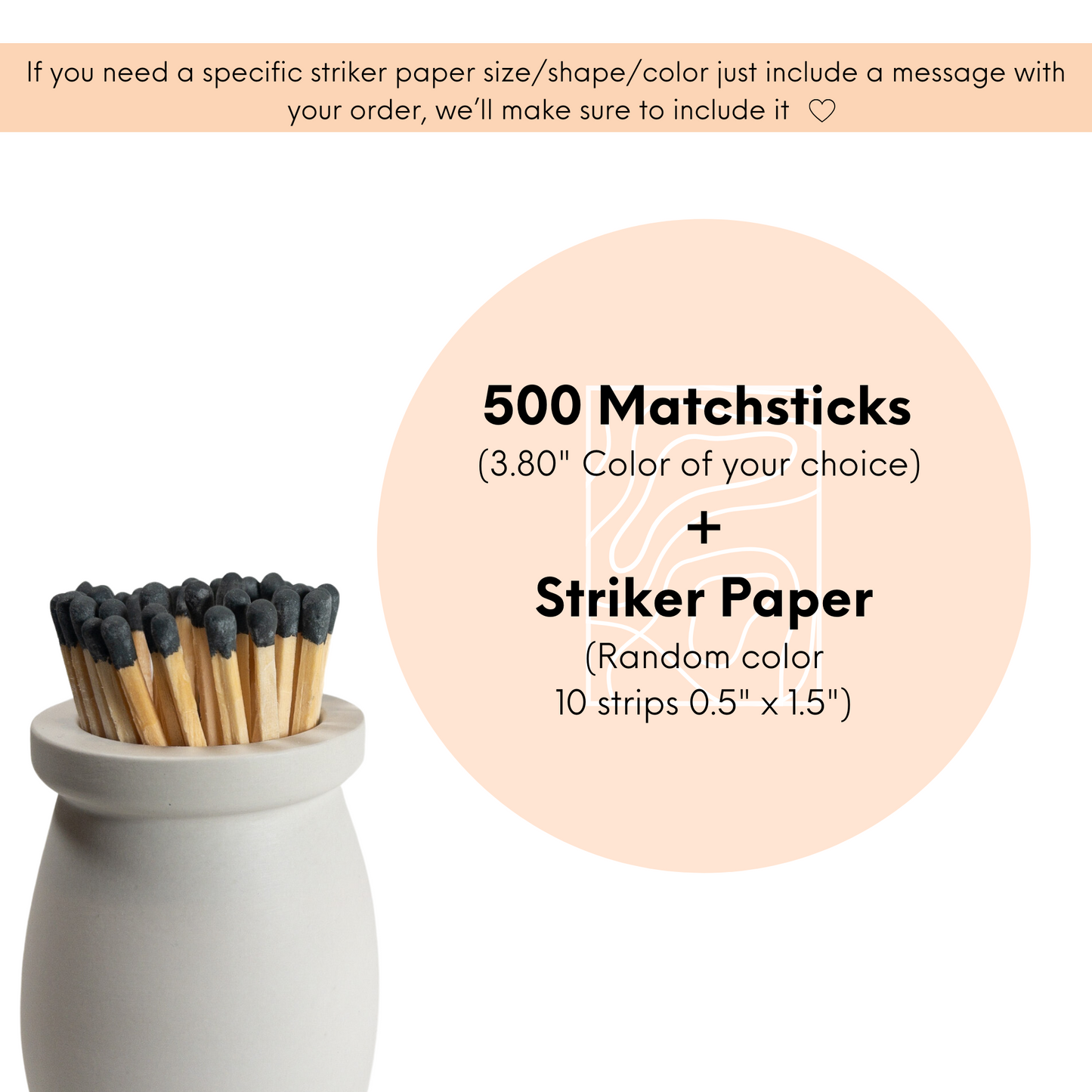 3.80" Black Tip Long matches | Bulk matches | Matches Kit