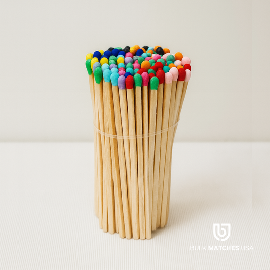 3.80″ Rainbow Mix Tip Safety Matches | Colorful Long Matches for Candles & Events