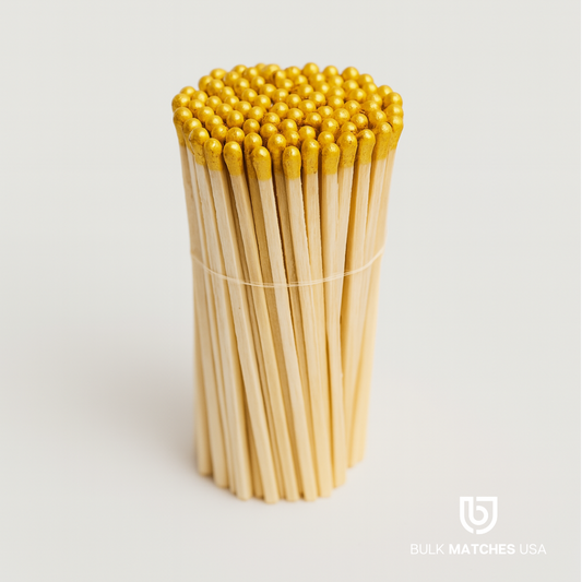 3.80″ Gold Metallic Tip Safety Matches | Luxury Long Matches for Candles & Events