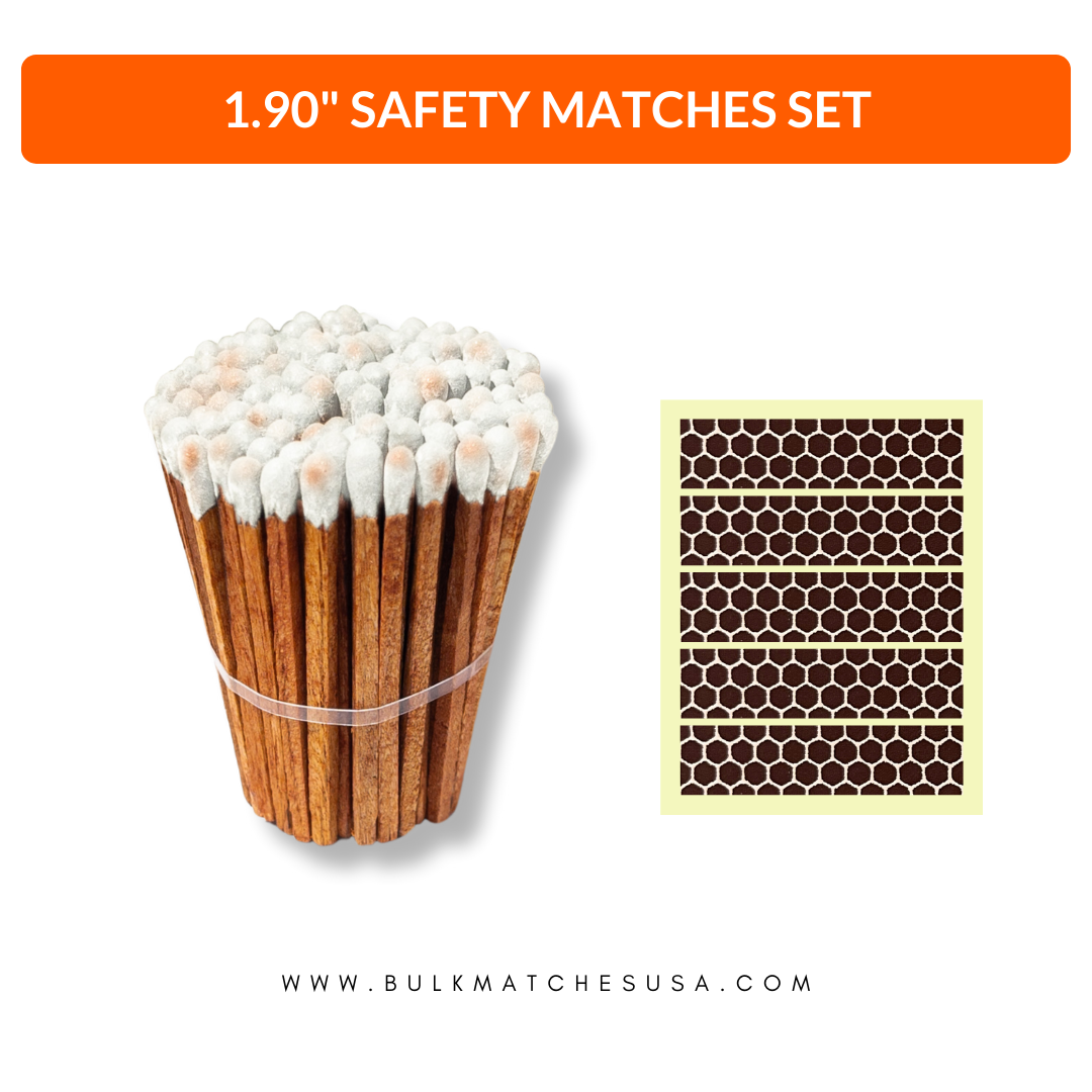 1.90” Safety Matches – White Faux Cedar Tip
