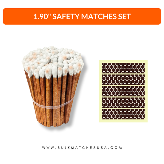1.90โ Safety Matches โ White Faux Cedar Tip