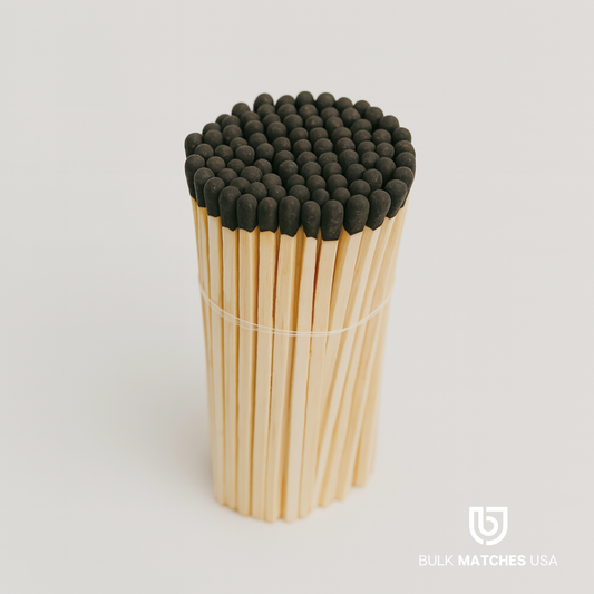 3.80″ Black Tip Safety Matches | Elegant Long Matches for Candles & Events