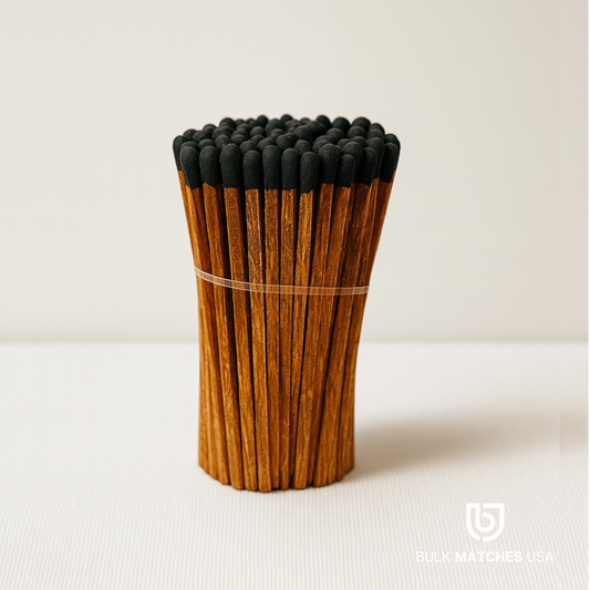 3.80″ Black Faux Cedar Safety Matches | Long Matches for Candles & Events