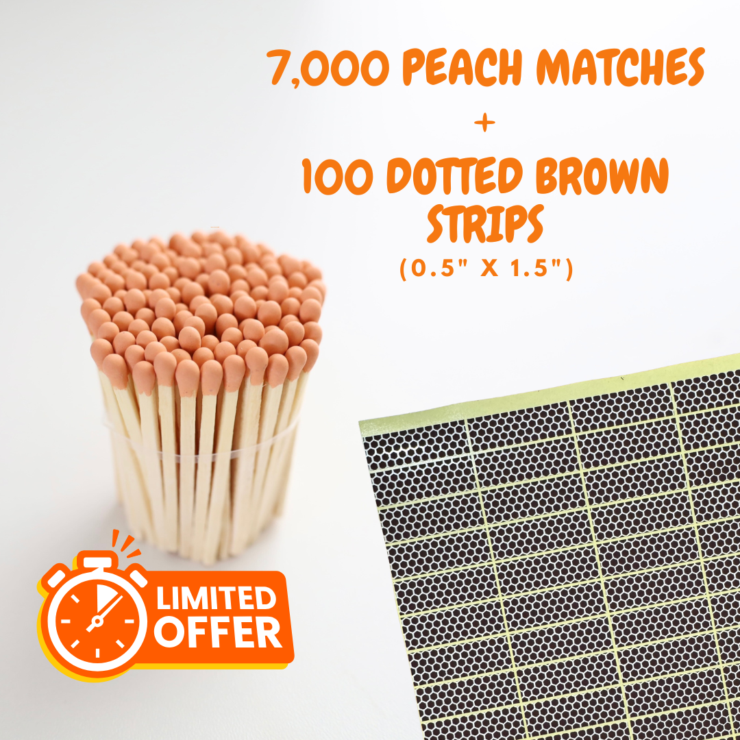 Peach Matches Bulk: 5,000 + 2,000 FREE | 100 Striker Strips Included