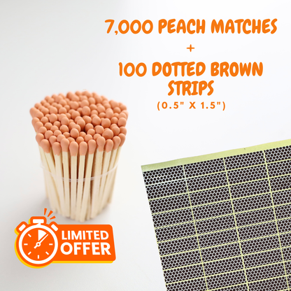 Peach Matches Bulk: 5,000 + 2,000 FREE | 100 Striker Strips Included