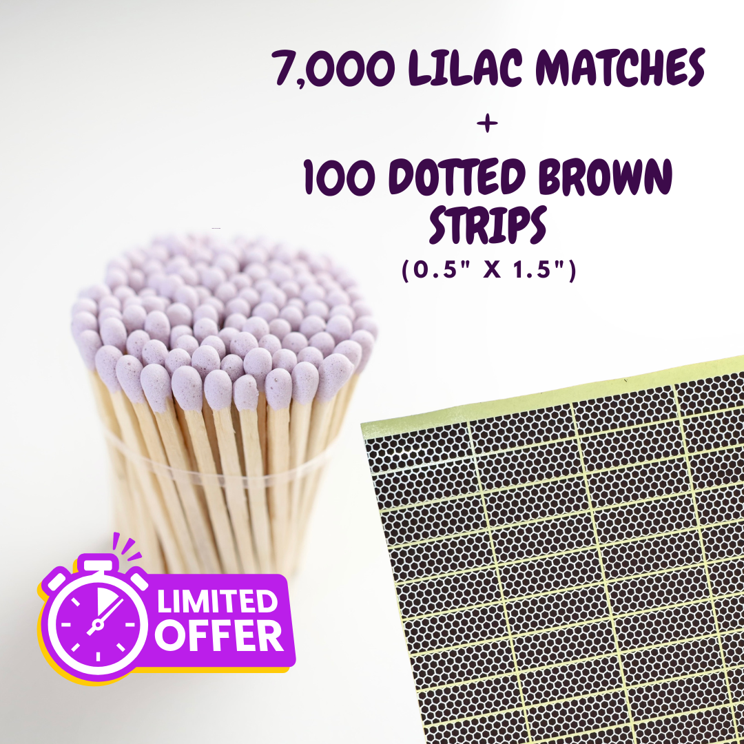 5,000 Lilac Matches + 2,000 FREE | With Striker Paper – Limited Offer | 1.90" Safety Matches