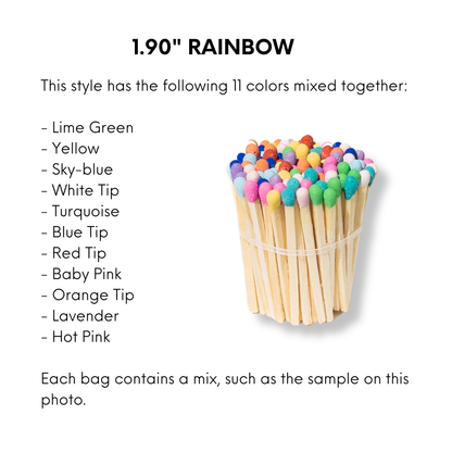 1.90” Safety Matches – Rainbow Tip (11 Colors)