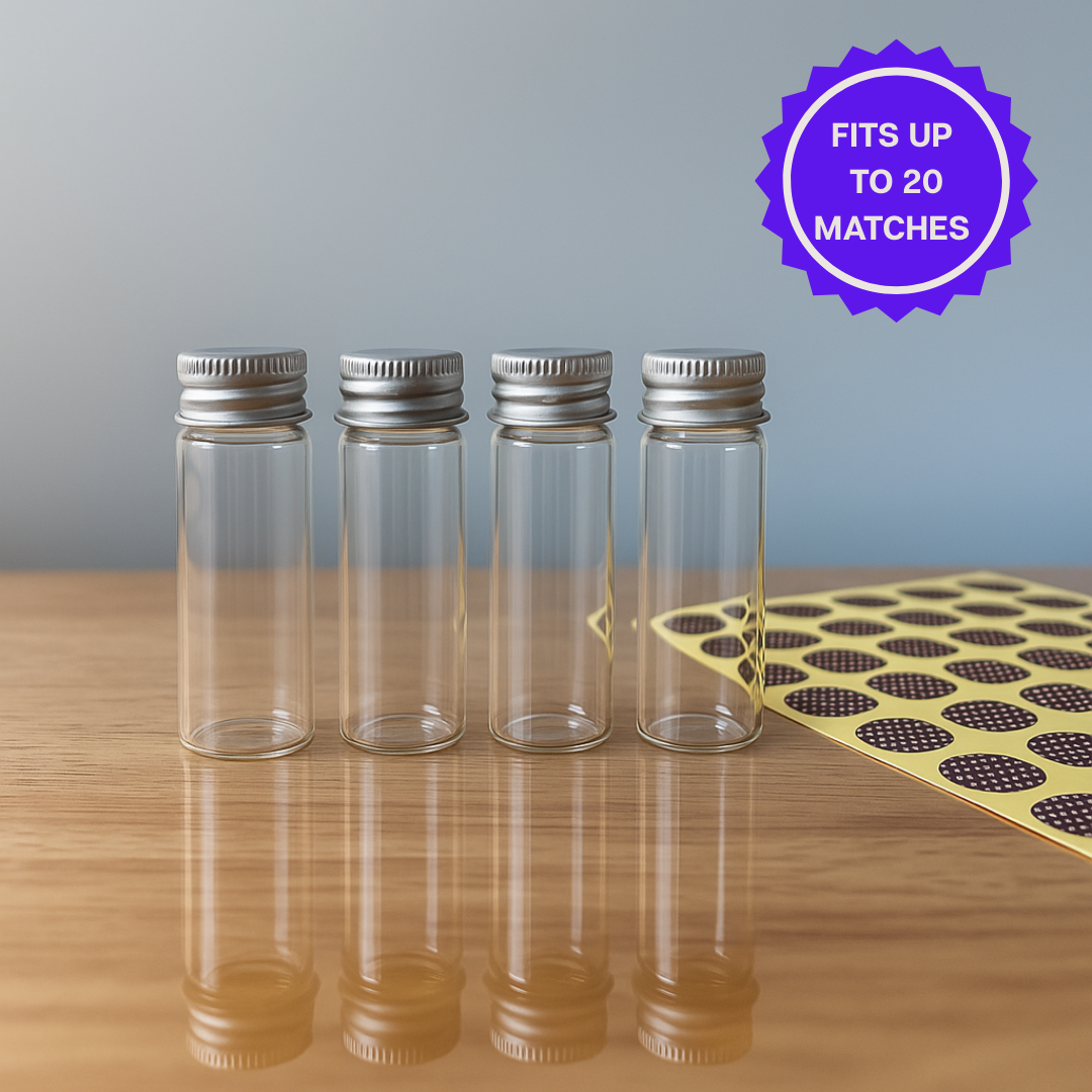 Clean Look Empty Glass Bottles – 100 Pack with Metal Lid + Striker Stickers
