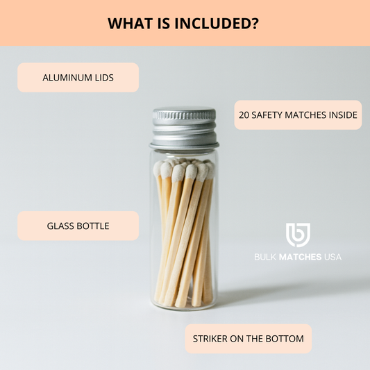 Clean Look Match Bottles – Assembled (100 Ready-to-Use Bottles with Matches + Striker)